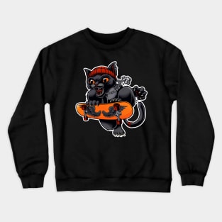 Skater Cat Crewneck Sweatshirt